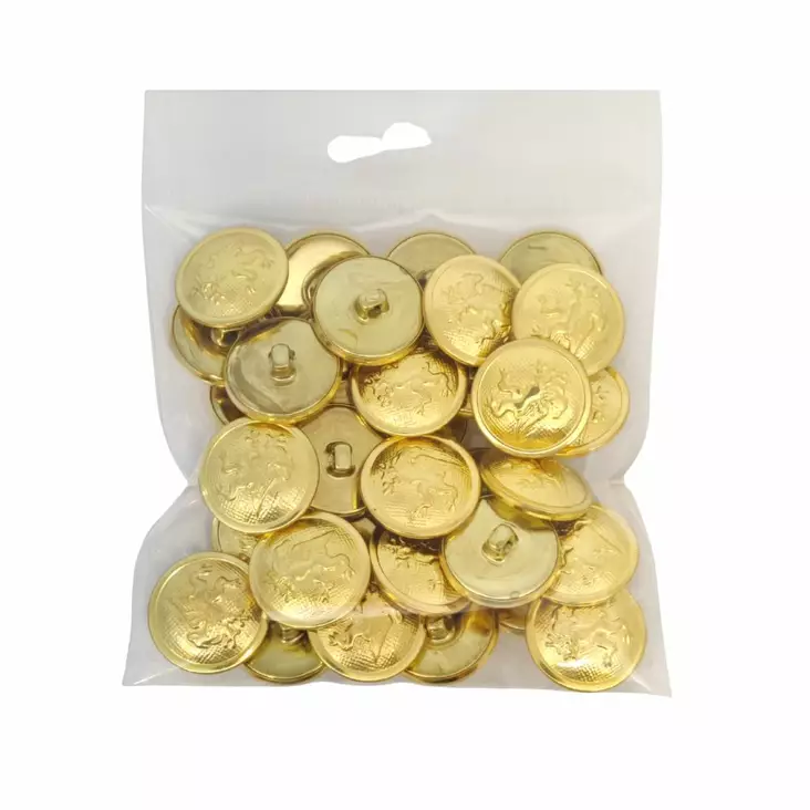 METALLINEN KANTANAPPI 22 MM KULTA/MONOGRAMMI KUVIO 1PUSSI (N. 25 KPL) N3390-22 - Metallinapit - 36588 - 1