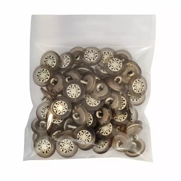 MUOVINEN KANTANAPPI 17 MM RUSKEA/HOPEAKORISTE 1PUSSI (N.50 KPL) N3725-17 - Koristenapit - 36698 - 1