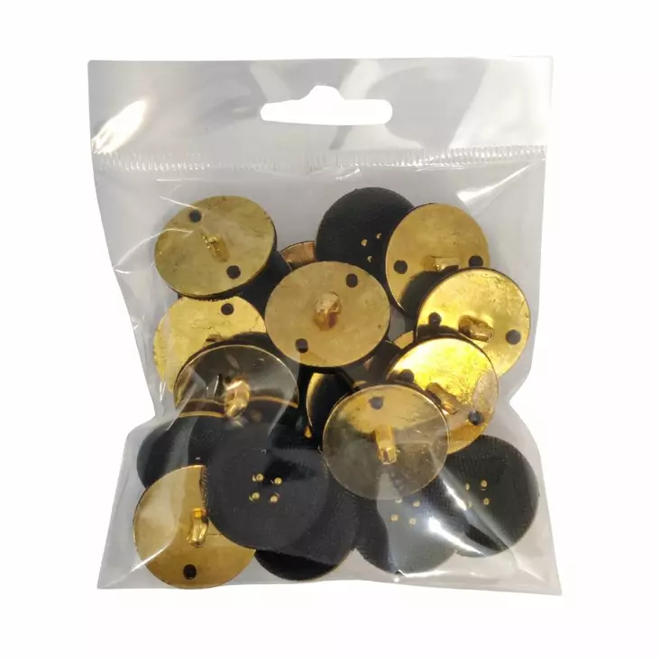 MUOVINEN KANTANAPPI 27 MM KULTA/MUSTA 1PUSSI (N. 20 KPL) N3724-27 - Koristenapit - 36668 - 1