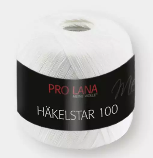 PRO LANA HÄKELSTAR 6 x 100 G 100 % PUUVILLA VALKOINEN - Häkelstar 100 - 32048 - 1