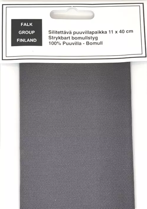 SILITETTÄVÄ VAHVA PUUVILLAPAIKKA TUMMA HARMAA 1120 - Korjauspaikat - 25908 - 1