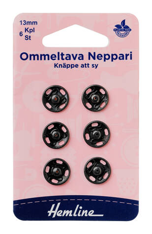 HEMLINE OMMELTAVA NEPPARI 13MM MUSTA - Hemline nepparit - 11229 - 1