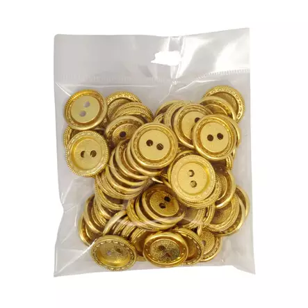 MUOVINEN 2-REIKÄ NAPPI 23 MM KULTA 1PUSSI (N. 40 KPL) N3397-23 - Koristenapit - 36869 - 1