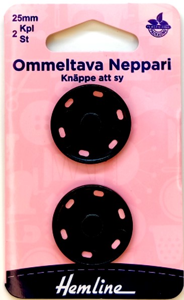 HEMLINE OMMELTAVA NEPPARI 25MM MUSTA - Hemline nepparit - 18079 - 1