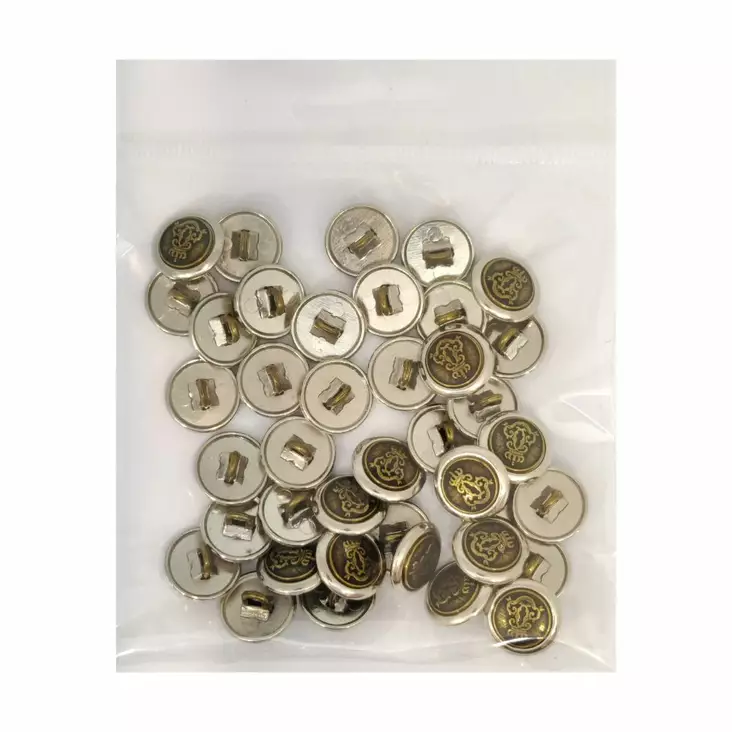 METALLINEN KANTANAPPI 14 MM HOPEA/KUVIO 1PUSSI (N. 40 KPL) N5903-14 - Metallinapit - 36709 - 1
