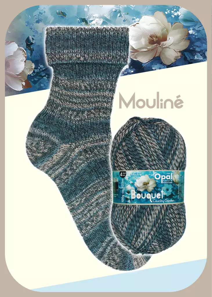 OPAL BOUQUET 4 ply 75%WOOL 25% PA 100G-425M - Opal 4-säikeiset sukkalangat - 36079 - 1